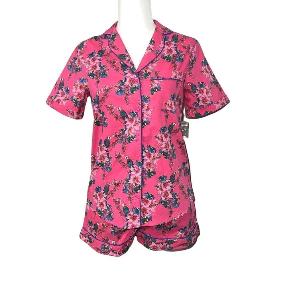 𝅺🆕 Their Nibs The Classic Shortie Floral Parrot Bird Pajama Set